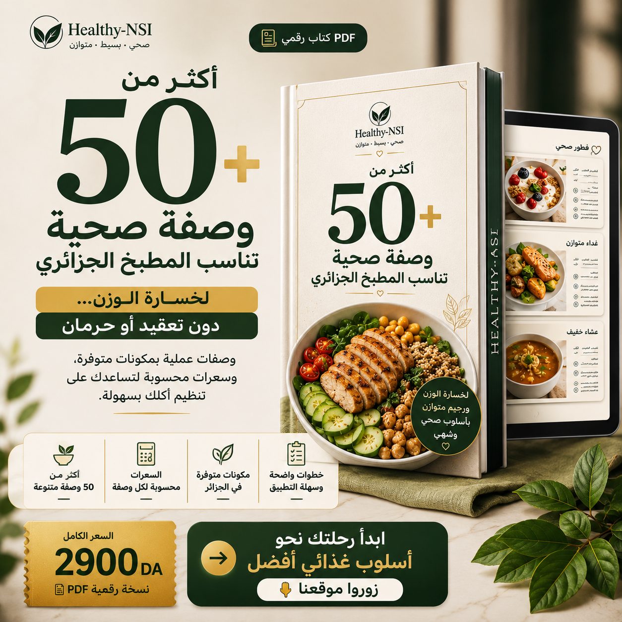 غلاف كتاب Healthy-NSI: أكثر من 50 وصفة صحية تناسب المطبخ الجزائري